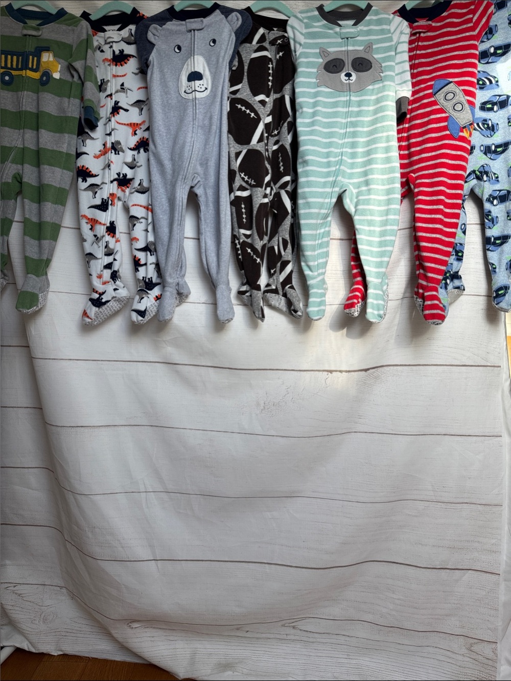 Bundle 7 fleece Baby Toddler Footed Pajama Stripes size 18 month Carter's